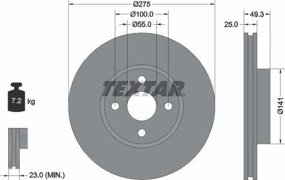 Textar 92180303 - Спирачен диск vvparts.bg