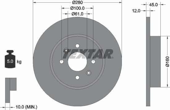 Textar 92181203 - Спирачен диск vvparts.bg