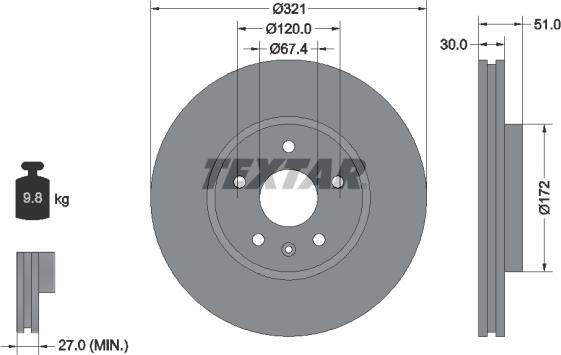 Textar 92187005 - Спирачен диск vvparts.bg