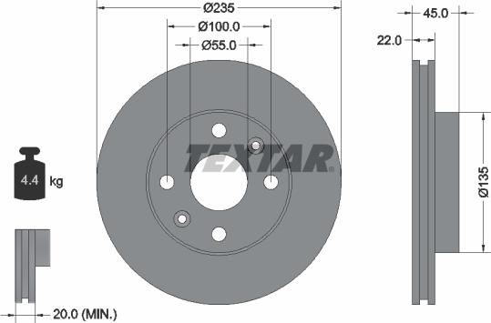 Textar 92134200 - Спирачен диск vvparts.bg