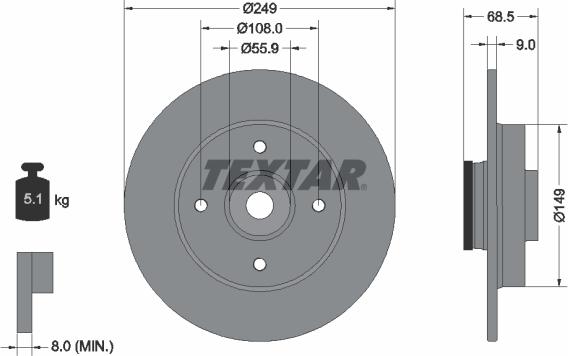 Textar 92133303 - Спирачен диск vvparts.bg