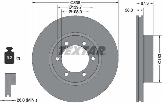 Textar 92137303 - Спирачен диск vvparts.bg