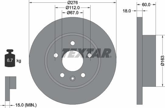 Textar 92129200 - Спирачен диск vvparts.bg