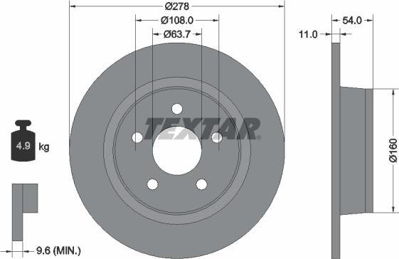 Textar 92124900 - Спирачен диск vvparts.bg