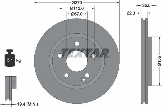 Textar 92124500 - Спирачен диск vvparts.bg