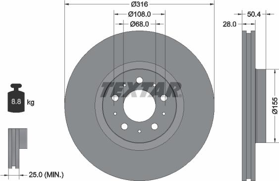 Textar 92126603 - Спирачен диск vvparts.bg