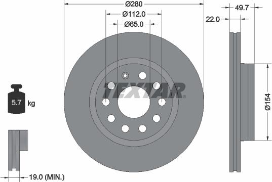 Textar 92120705 - Спирачен диск vvparts.bg