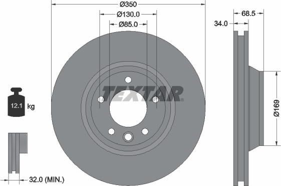 Textar 92121805 - Спирачен диск vvparts.bg