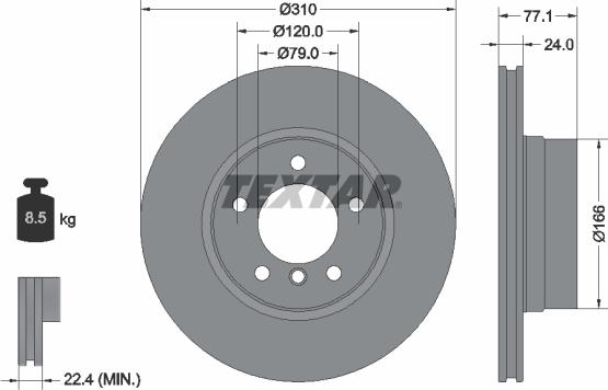 Textar 92122500 - Спирачен диск vvparts.bg