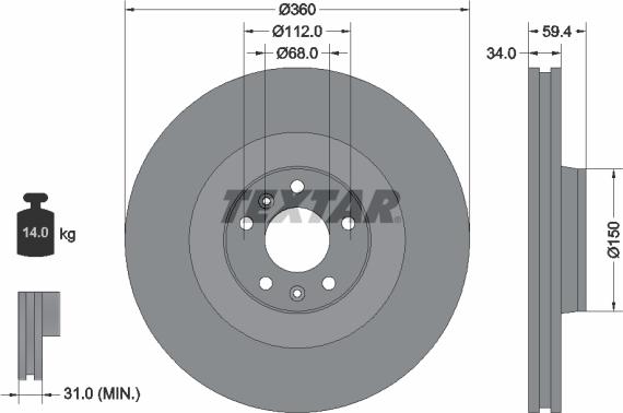 Textar 92122205 - Спирачен диск vvparts.bg