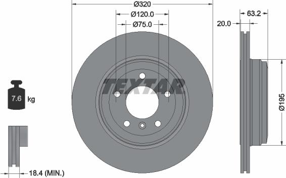 Textar 92122705 - Спирачен диск vvparts.bg