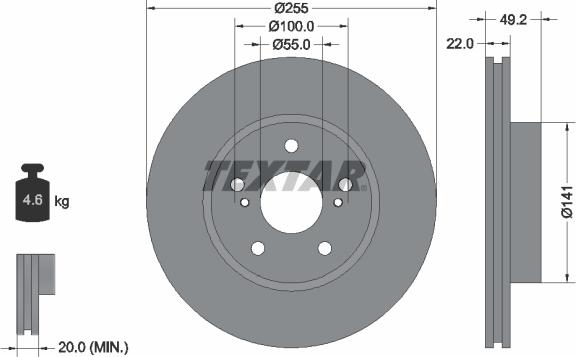 Textar 92179503 - Спирачен диск vvparts.bg