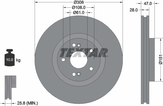 Textar 92174005 - Спирачен диск vvparts.bg