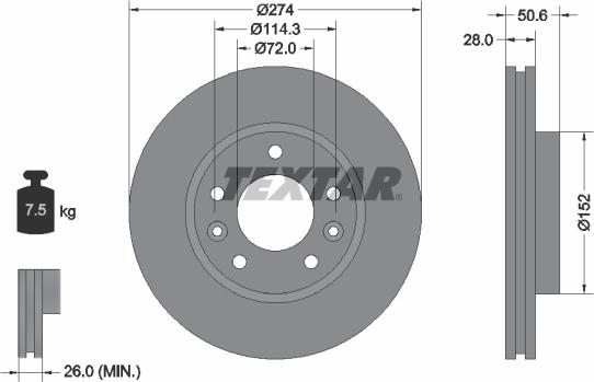 Textar 92174703 - Спирачен диск vvparts.bg