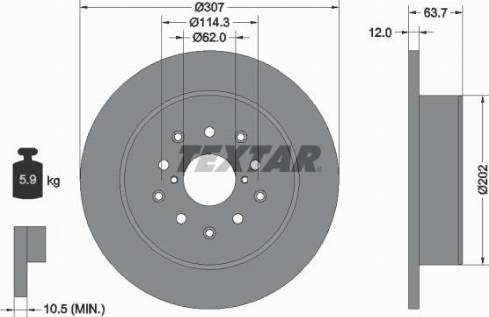 Textar 92170800 - Спирачен диск vvparts.bg