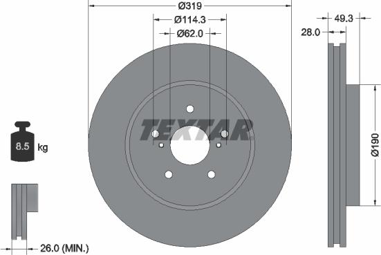 Textar 92171503 - Спирачен диск vvparts.bg