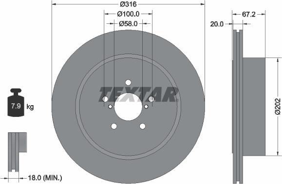 Textar 92173703 - Спирачен диск vvparts.bg