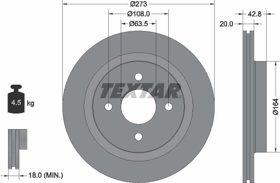 Textar 92172503 - Спирачен диск vvparts.bg