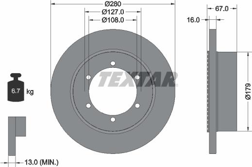 Textar 92304003 - Спирачен диск vvparts.bg