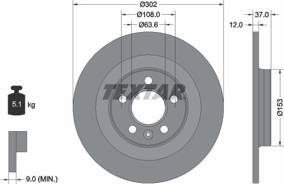 Textar 92304703 - Спирачен диск vvparts.bg