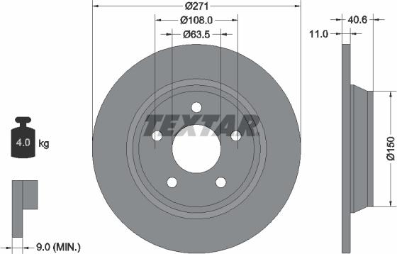 Textar 92303503 - Спирачен диск vvparts.bg