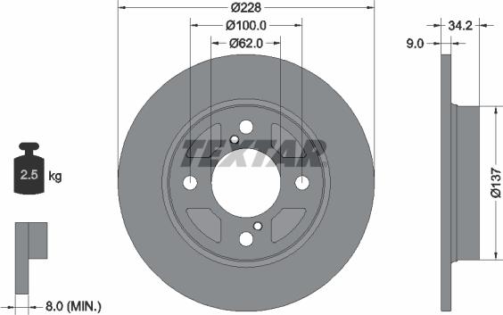 Textar 92303603 - Спирачен диск vvparts.bg