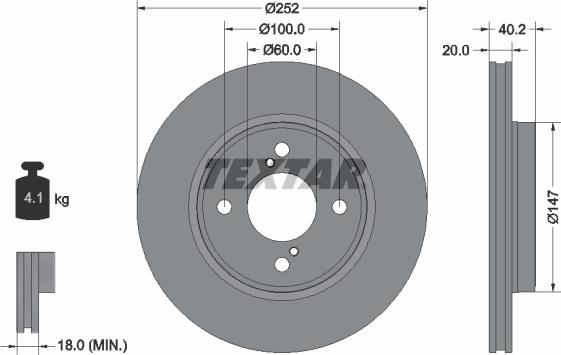 Textar 92303703 - Спирачен диск vvparts.bg