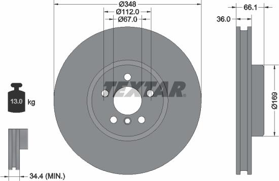 Textar 92312605 - Спирачен диск vvparts.bg