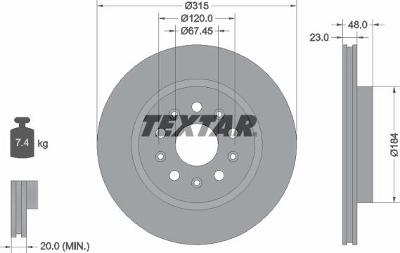 Textar 92324505 - Спирачен диск vvparts.bg