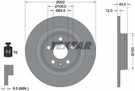 Textar 92295105 - Спирачен диск vvparts.bg