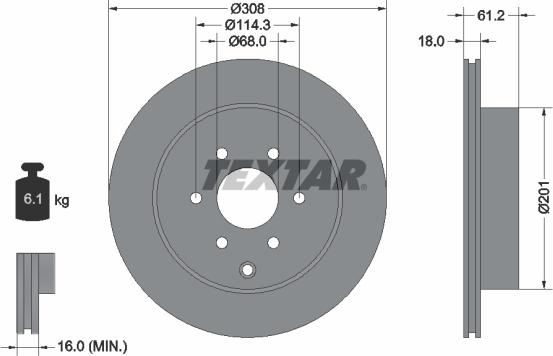 Textar 92296403 - Спирачен диск vvparts.bg