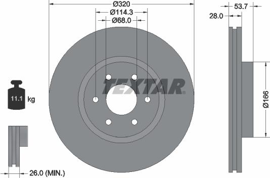 Textar 92296503 - Спирачен диск vvparts.bg