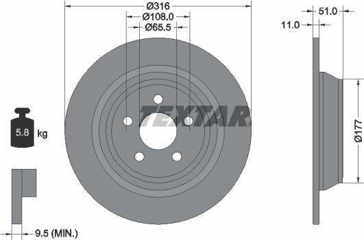 Textar 92291903 - Спирачен диск vvparts.bg