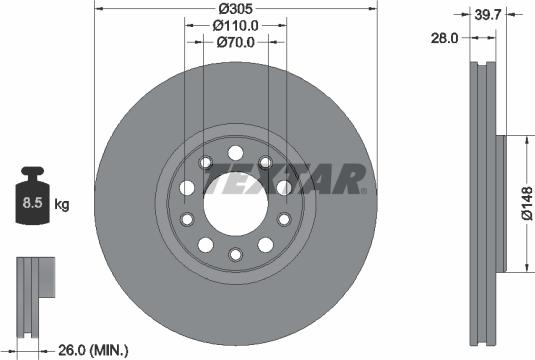 Textar 92293903 - Спирачен диск vvparts.bg