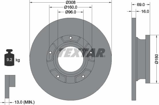 Textar 92292603 - Спирачен диск vvparts.bg