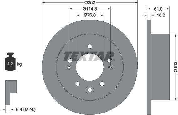 Textar 92240803 - Спирачен диск vvparts.bg