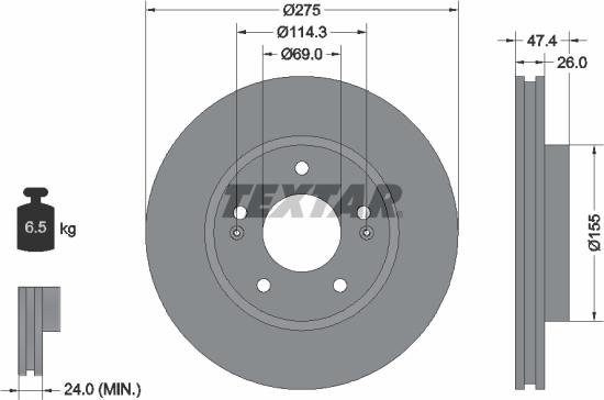 Textar 92240703 - Спирачен диск vvparts.bg