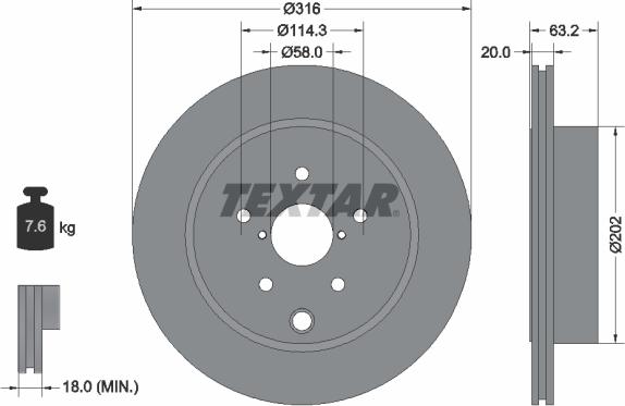 Textar 92243703 - Спирачен диск vvparts.bg