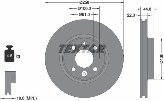 Textar 92255203 - Спирачен диск vvparts.bg