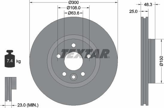 Textar 92255703 - Спирачен диск vvparts.bg