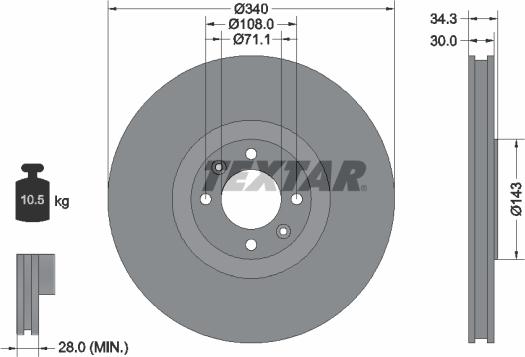 Textar 92256903 - Спирачен диск vvparts.bg