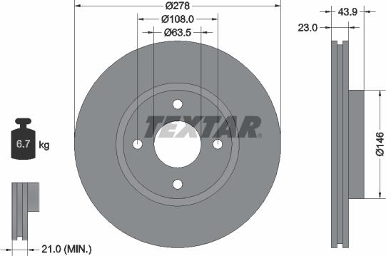 Textar 92252403 - Спирачен диск vvparts.bg