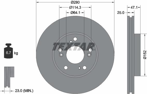 Textar 92252503 - Спирачен диск vvparts.bg