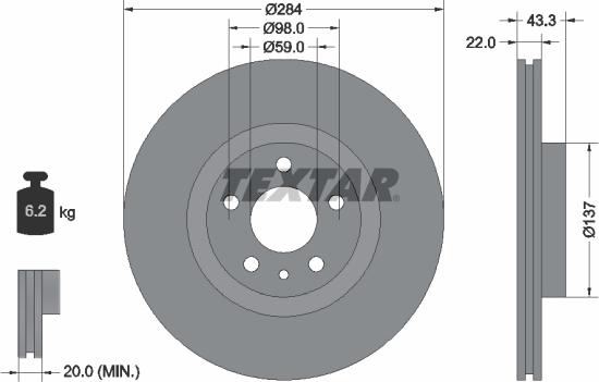 Textar 92252803 - Спирачен диск vvparts.bg