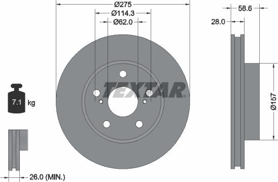 Textar 92252303 - Спирачен диск vvparts.bg