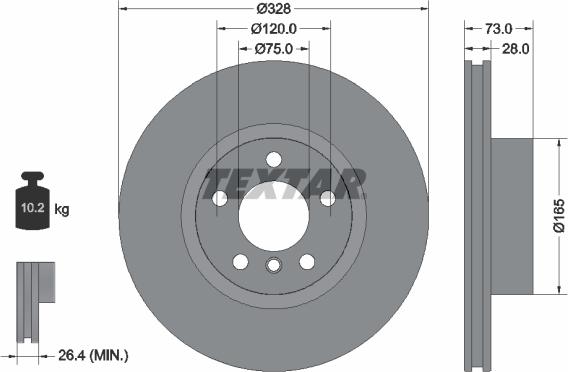 Textar 92257105 - Спирачен диск vvparts.bg