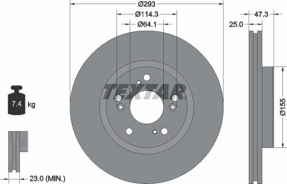 Textar 92257303 - Спирачен диск vvparts.bg