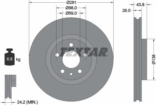 Textar 92261403 - Спирачен диск vvparts.bg