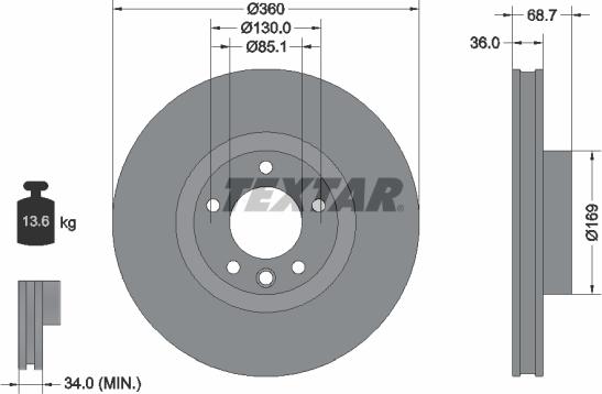 Textar 92262705 - Спирачен диск vvparts.bg