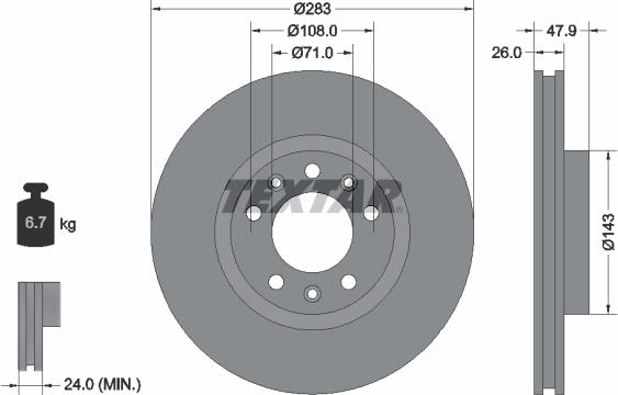 Textar 92267903 - Спирачен диск vvparts.bg